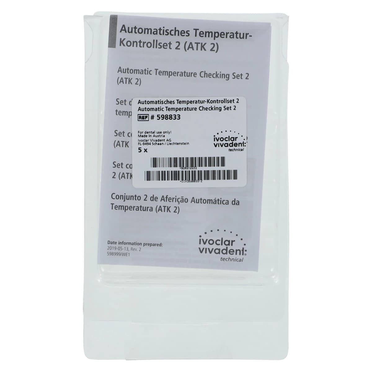 Ivoclar Vivadent Programat ATK2 Automatic Temperature Checking Set, 5 Samples, 1/Pkg - ATK2 Automatic Temperature Checking Set 2 - Image 1