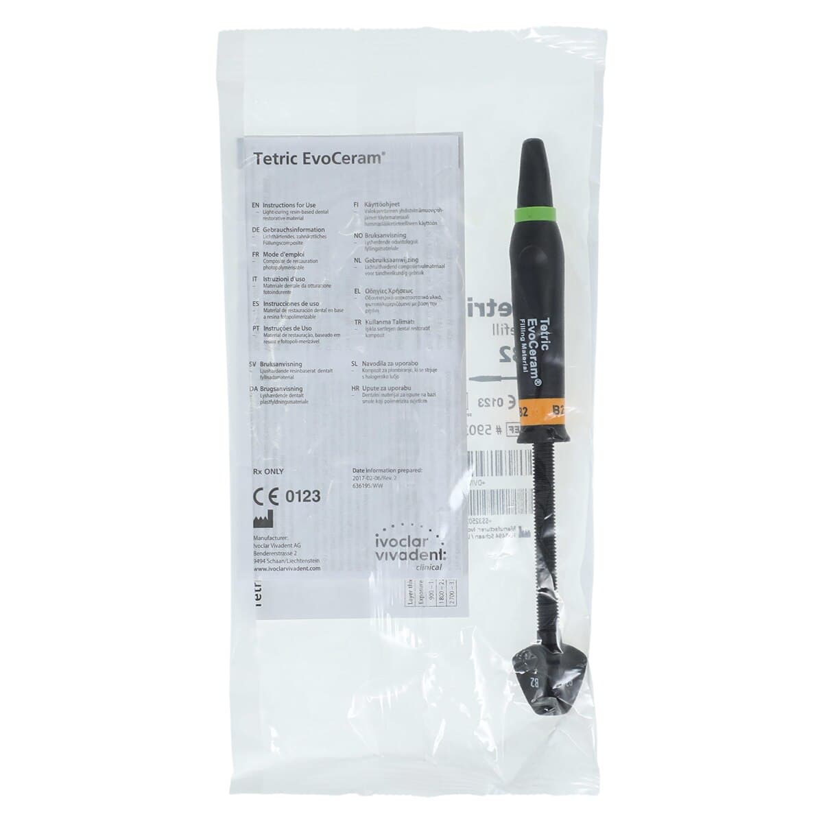 Tetric EvoCeram Nanohybrid Composite, B2, 3 g Syringe Refill, 590317WW thumbnail 2