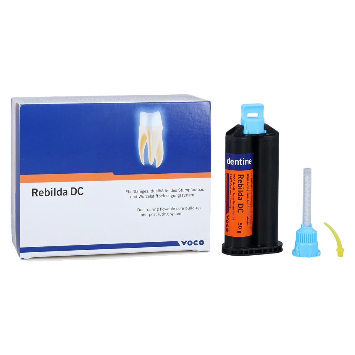 Rebilda DC Dual-Cured Core Build-Up Composite, Dentin Shade, 50 g Cartridge Refill with Mixing and Intraoral Tips, 1396 - Rebilda® DC 50g Dentin Cartridge - Image 1