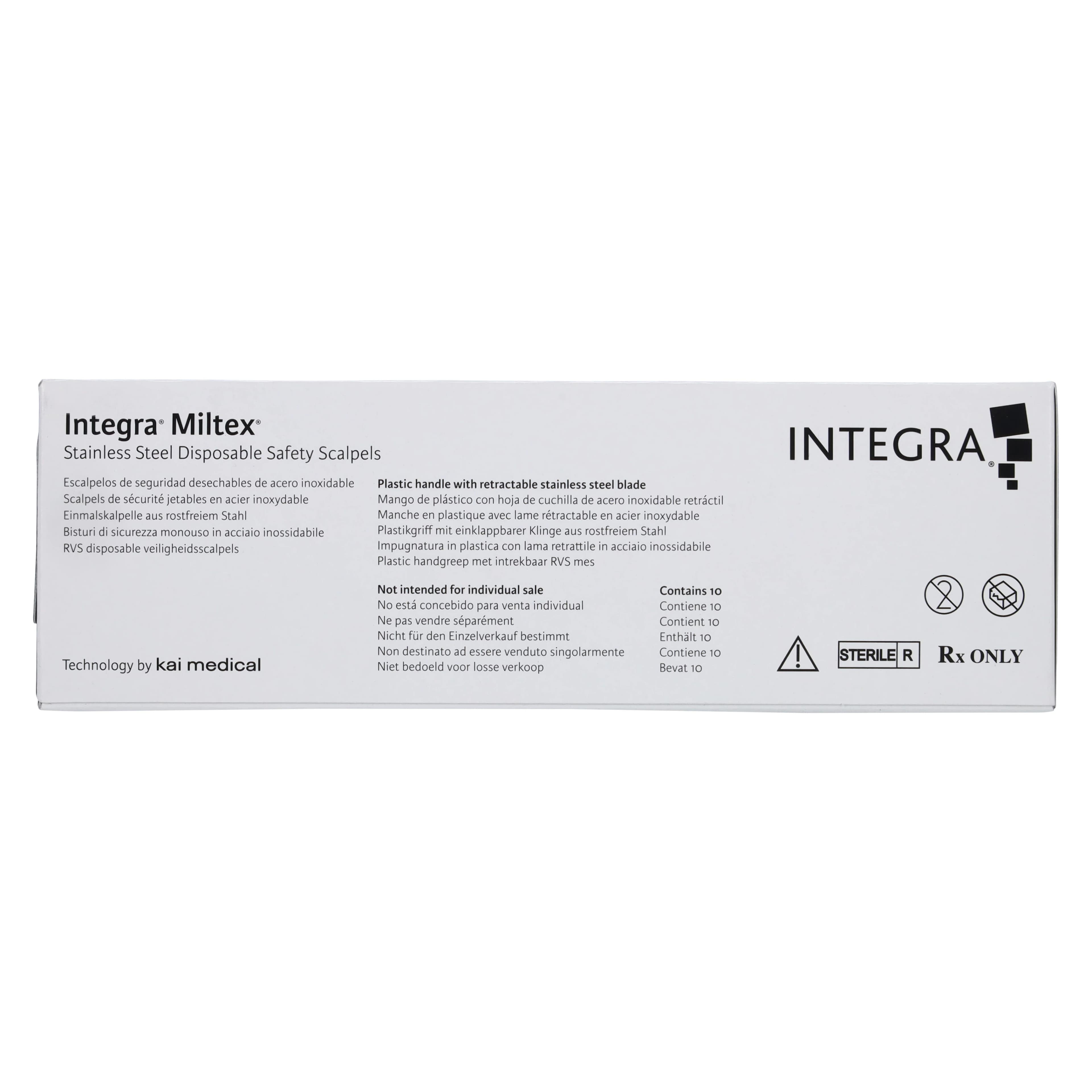 Miltex Disposable Safety Scalpel #10, Sterile, Retractable Stainless Steel Blade, Box of 10 thumbnail 3