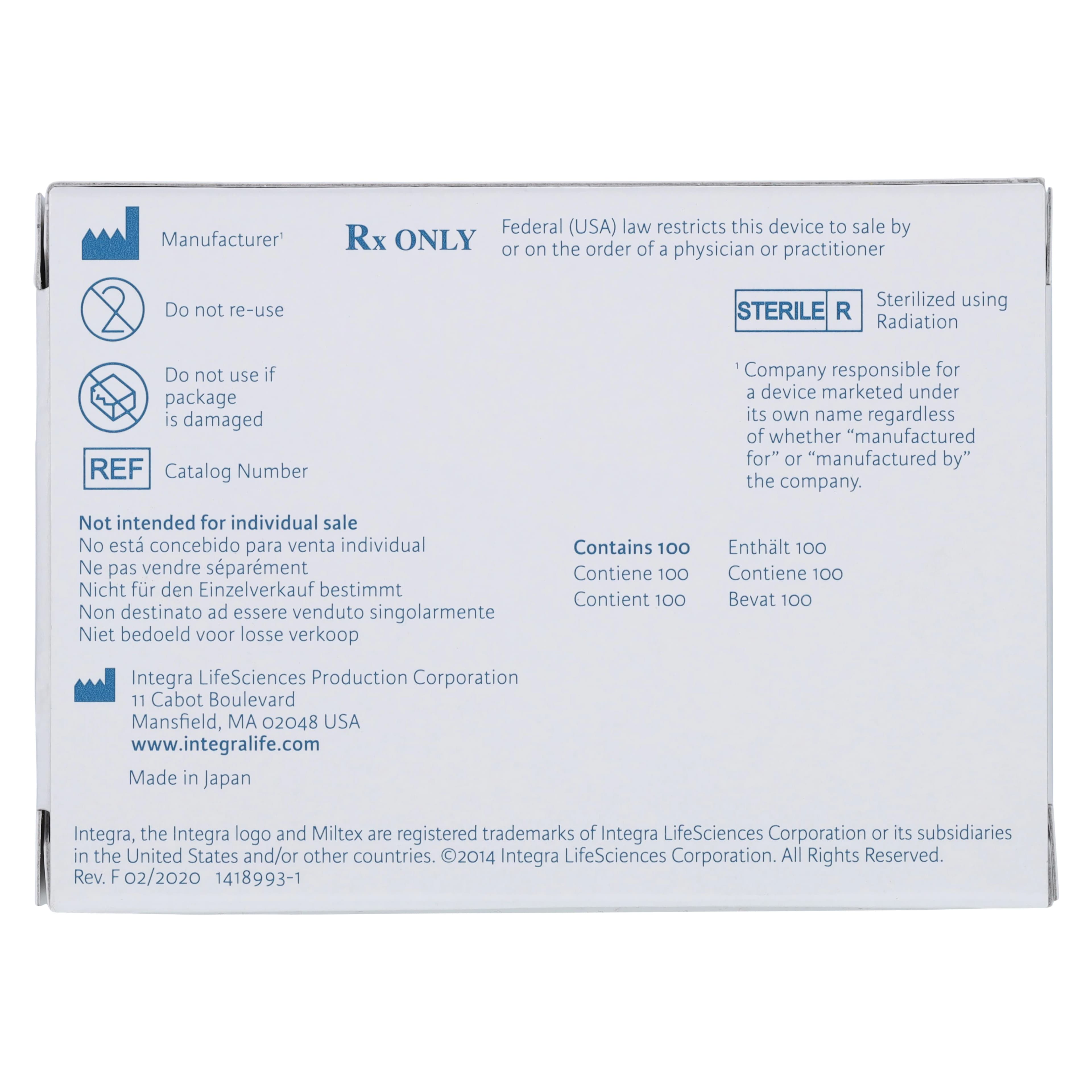 Miltex-Integra Carbon Steel Sterile Surgical Blade #15, Disposable, 100/Box thumbnail 6