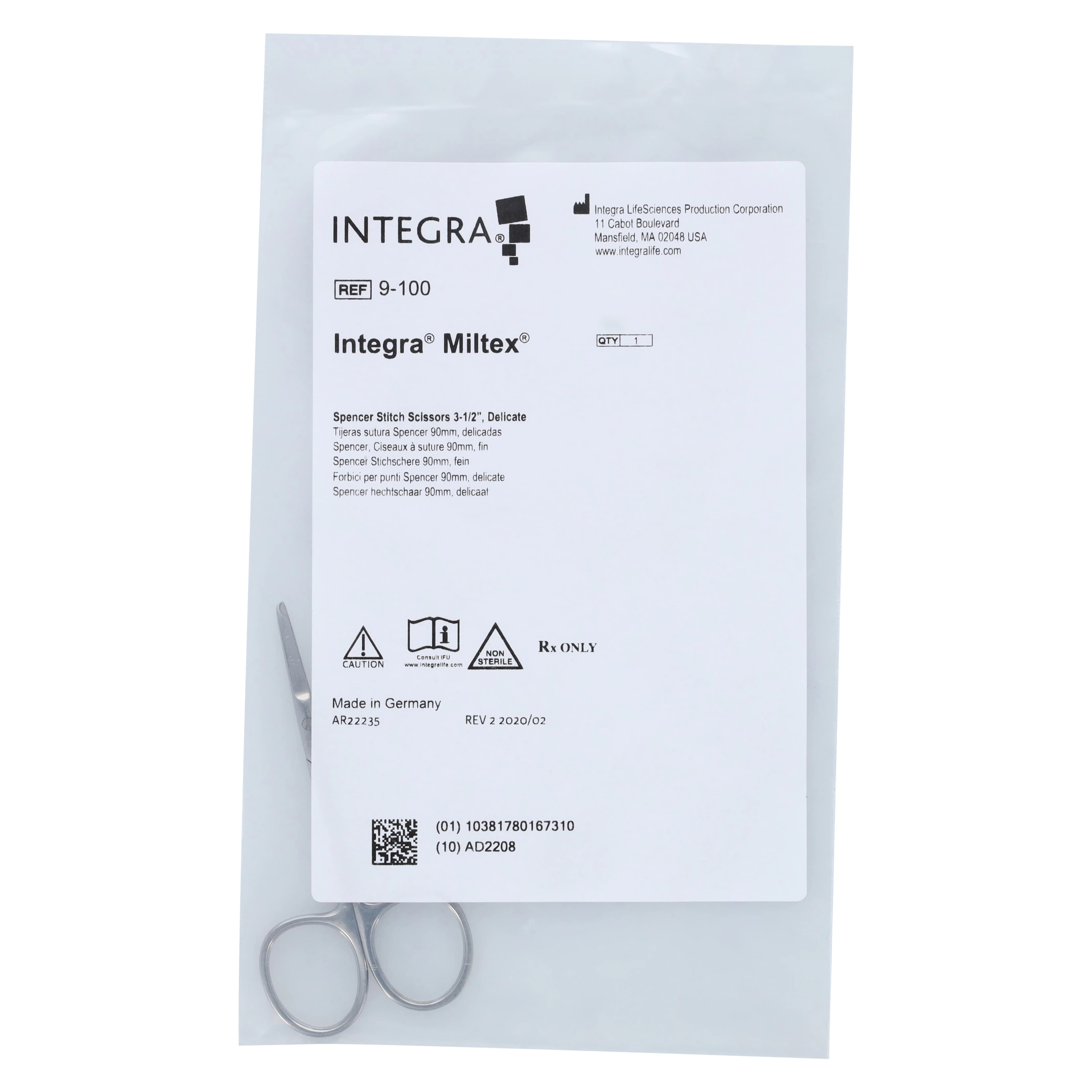 Integra Miltex Spencer Stitch Scissors, 3-1/2", Straight, Stainless Steel, 9-100 thumbnail 5
