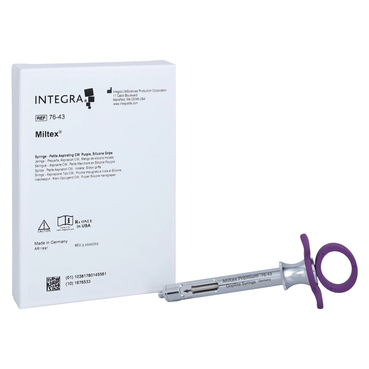 GripRite Aspirating Syringe, CW Type, Petite, Purple Silicone Grips, 76-43, Each thumbnail 2