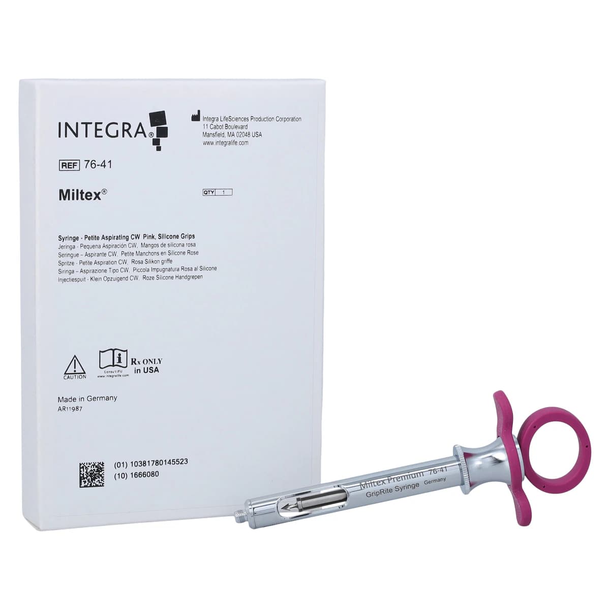 GripRite Aspirating Syringe CW Type, Petite, Pink, 1 Each, 76-41 - GripRite Aspirating Syringe CW - Petite - Pink - Image 1