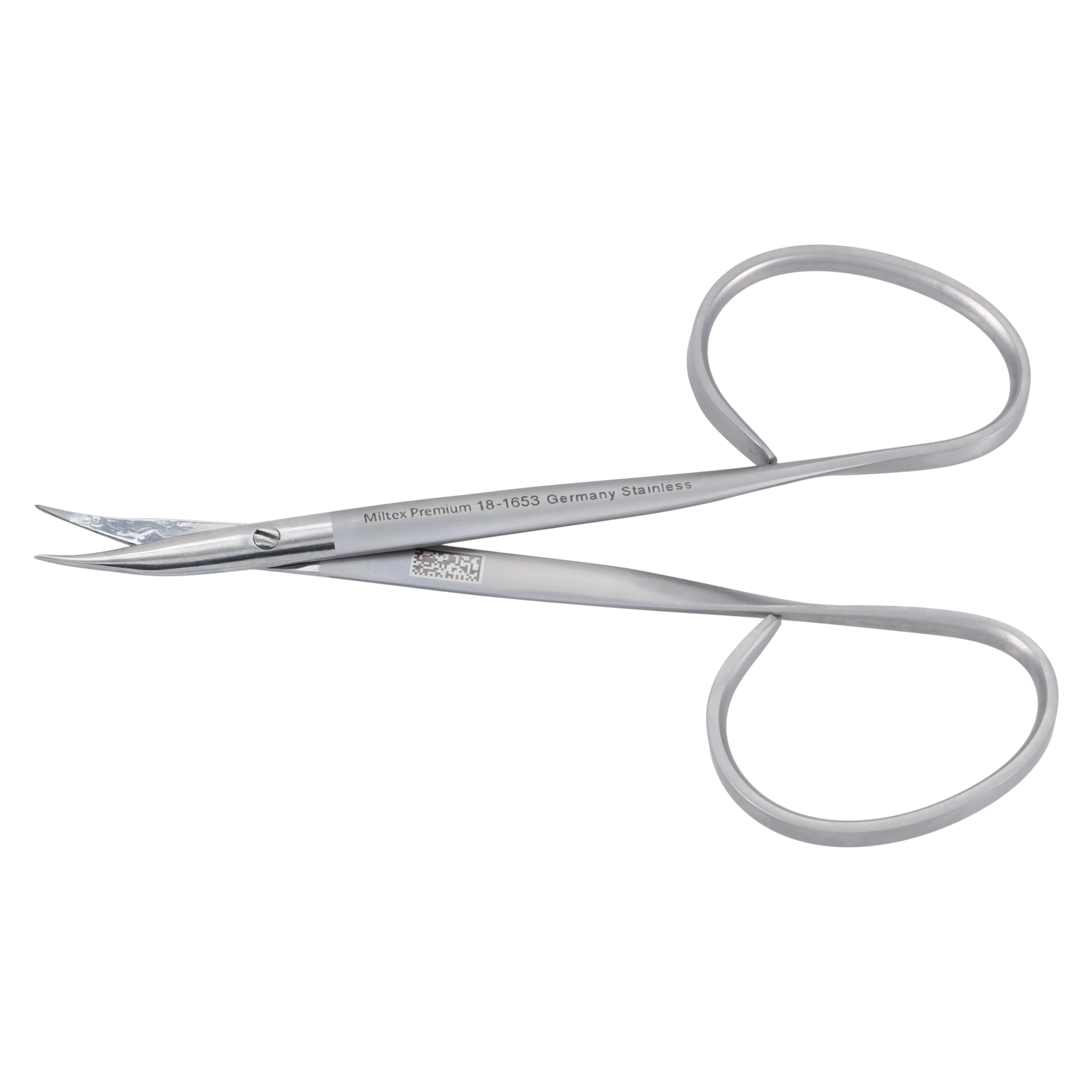 Miltex-Integra Eye Suture Scissors, 4" Curved Ribbon Type, Stainless Steel thumbnail 2