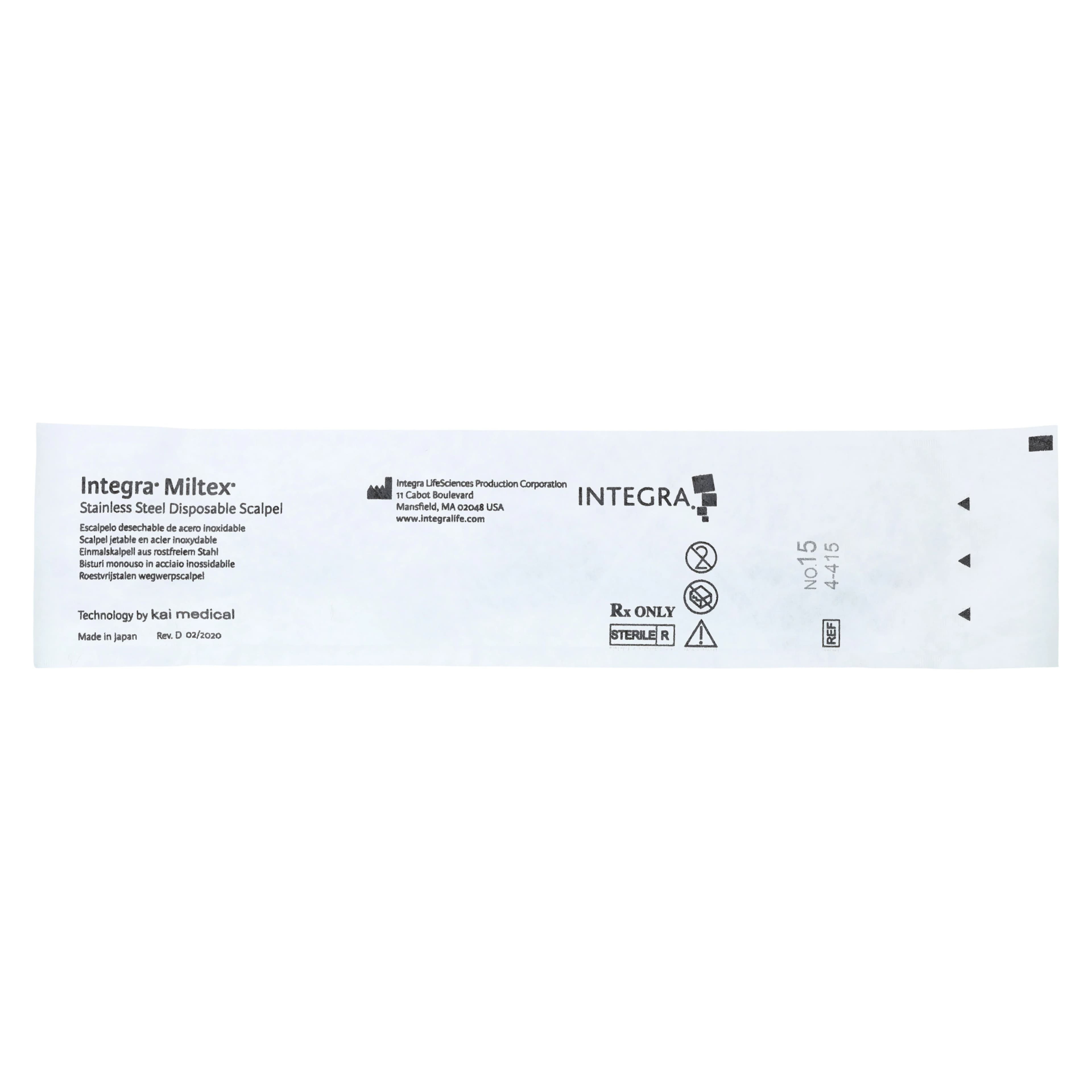 Miltex Disposable Sterile Scalpel, #15 Stainless Steel Blade, Safety Sleeve, 10/Box, 4-415 thumbnail 4