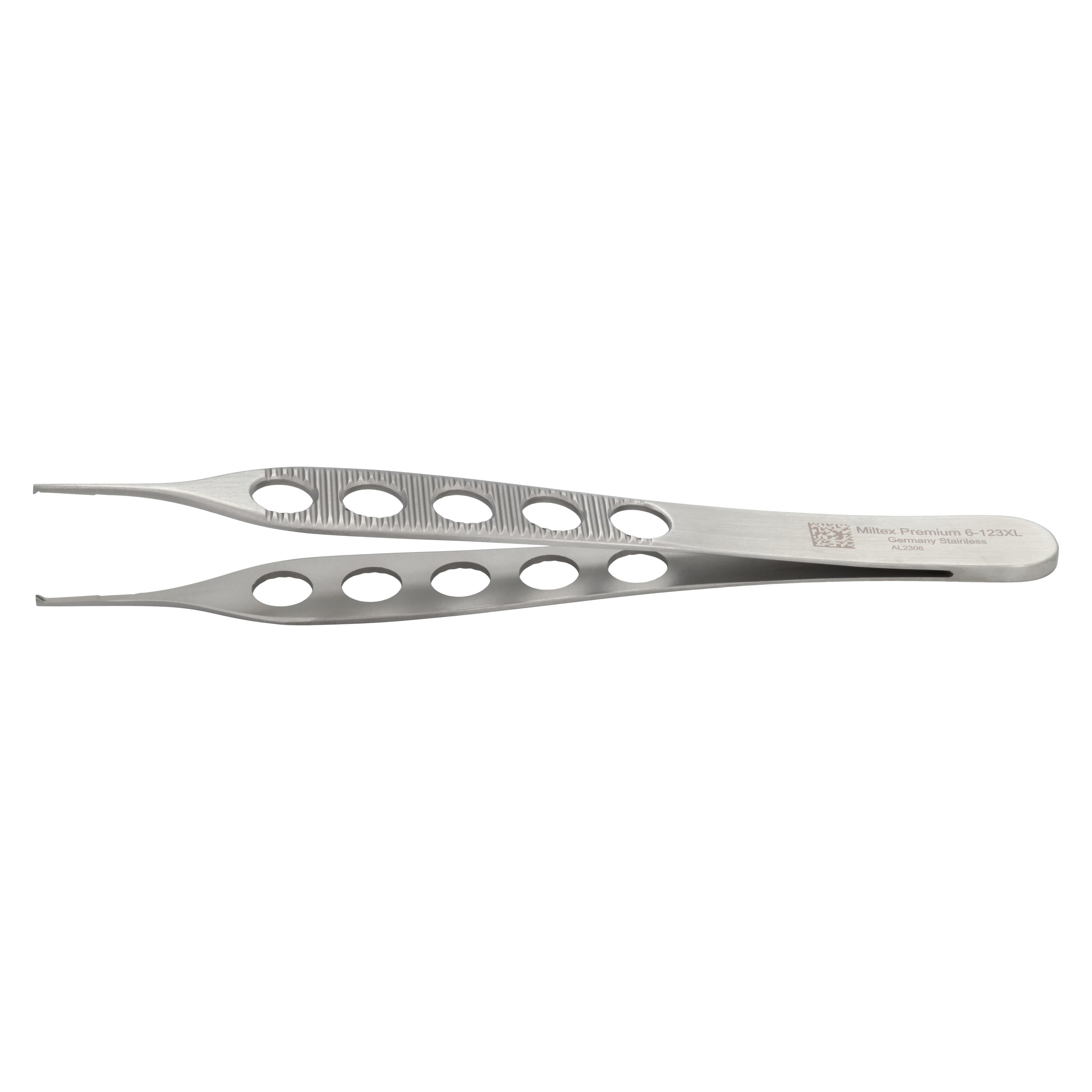 Miltex Adson Tissue/Suture Forceps, 4-3/4", 1x2 Teeth with Tying Platform, Lightweight Fenestrated Handle, German Stainless Steel thumbnail 2