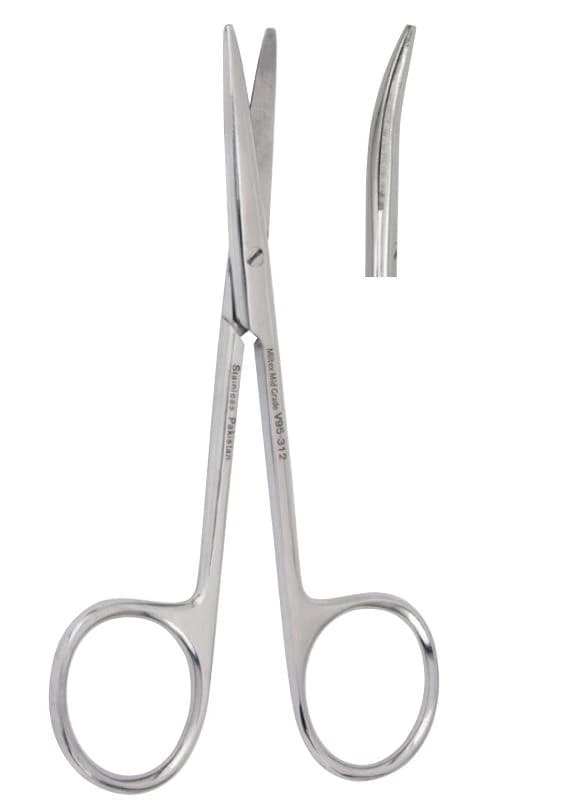Vantage Strabismus Scissors, Curved, 4" Stainless Steel, Each - Scissor Strabismus Curved - Image 1