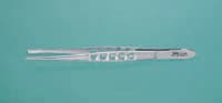 Miltex-Integra Tissue Forceps, Fenestrated 1x2 Teeth, Straight, 5-1/2" (14 cm), Stainless Steel, Autoclavable - Forcep Tissue Fenest 1x2 Teet - Image 1