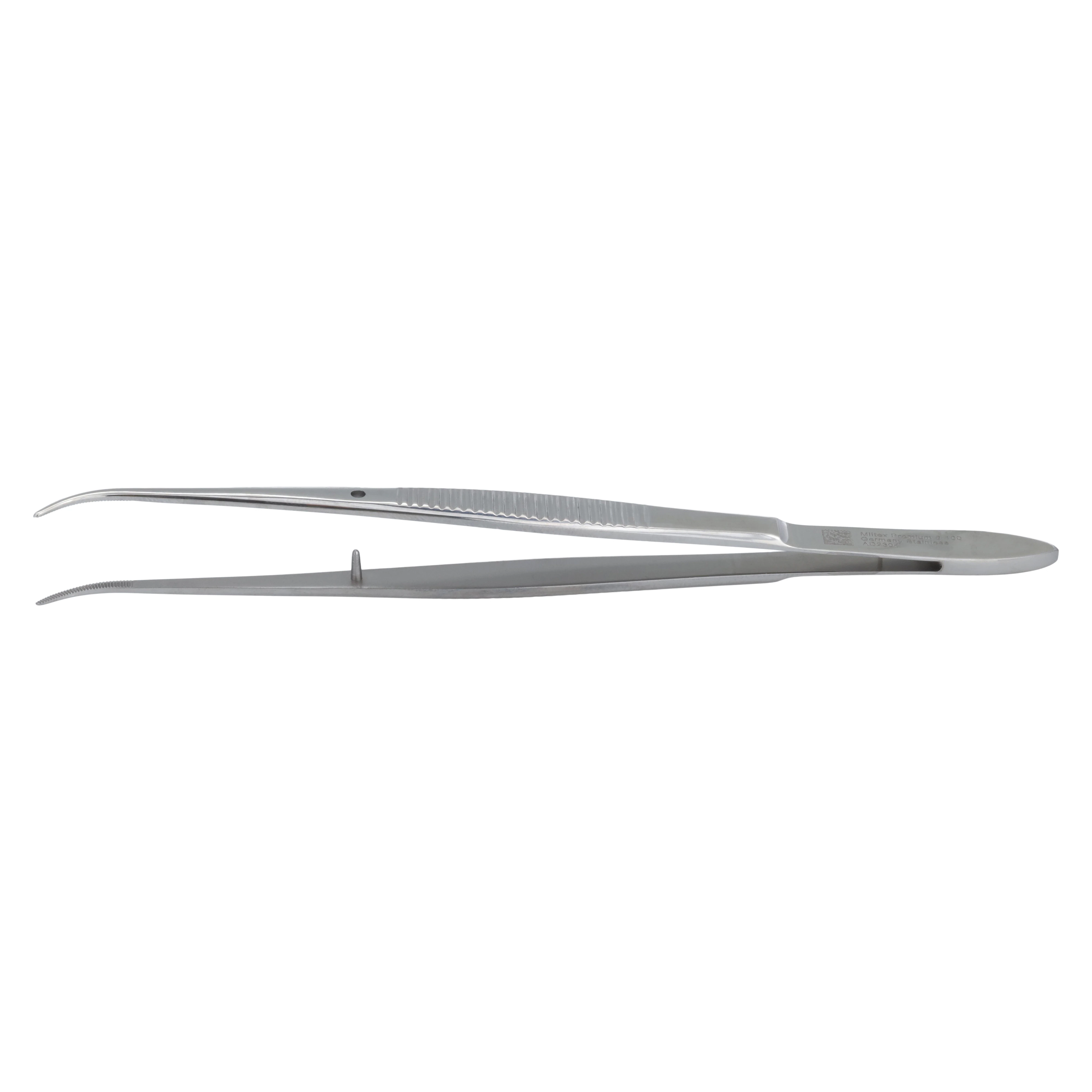 Miltex by Integra College Cotton and Dressing Pliers, 312 Perry, Curved, Serrated Tips, 5" (89mm), Stainless Steel, 1 Each - College Cotton and Dressing Pliers – 312 Perry, Curved, Serrated Tips - College Cotton and Dressing Pliers – 312 Perry, Curved, Serrated Tips - Image 1
