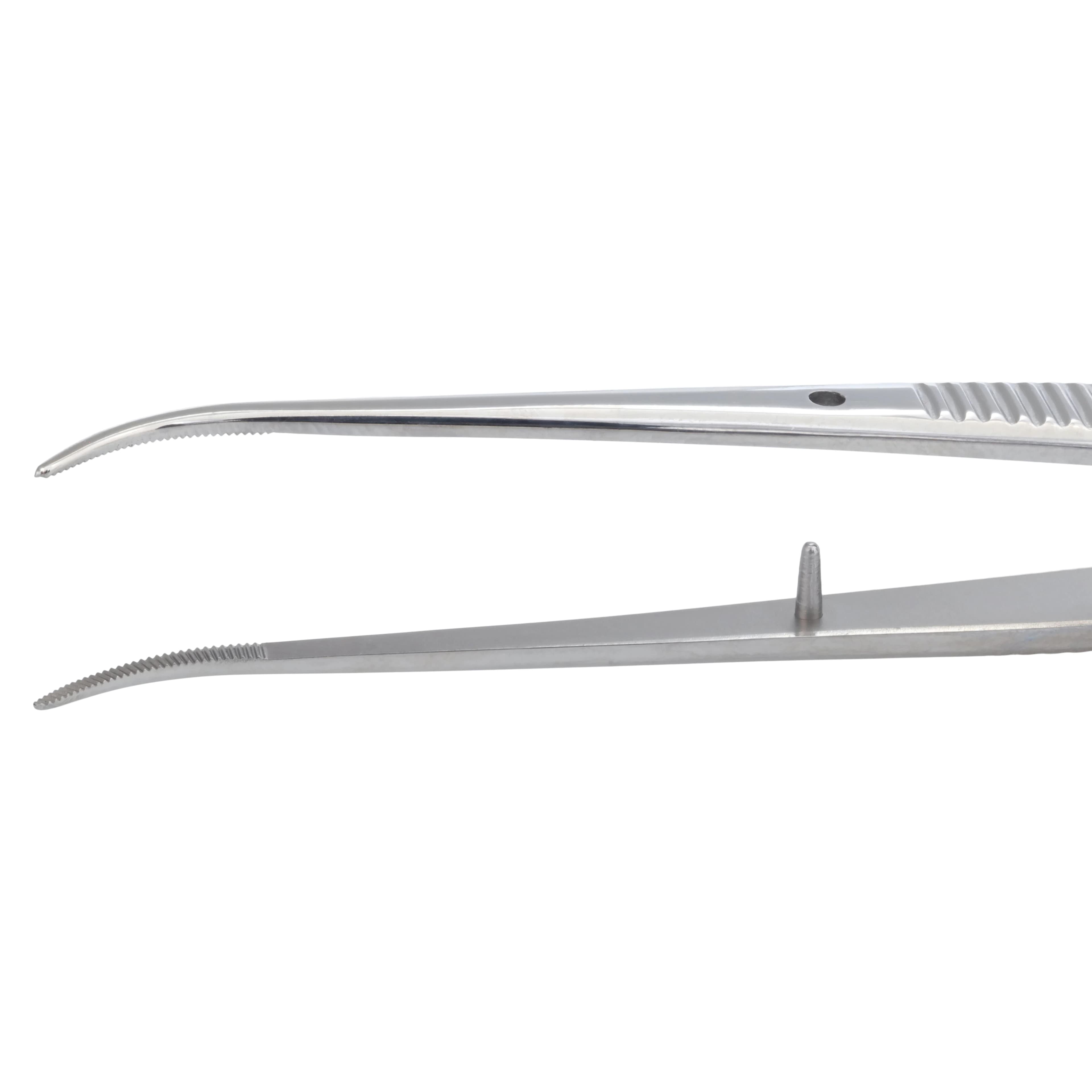 Miltex by Integra College Cotton and Dressing Pliers, 312 Perry, Curved, Serrated Tips, 5" (89mm), Stainless Steel, 1 Each thumbnail 3