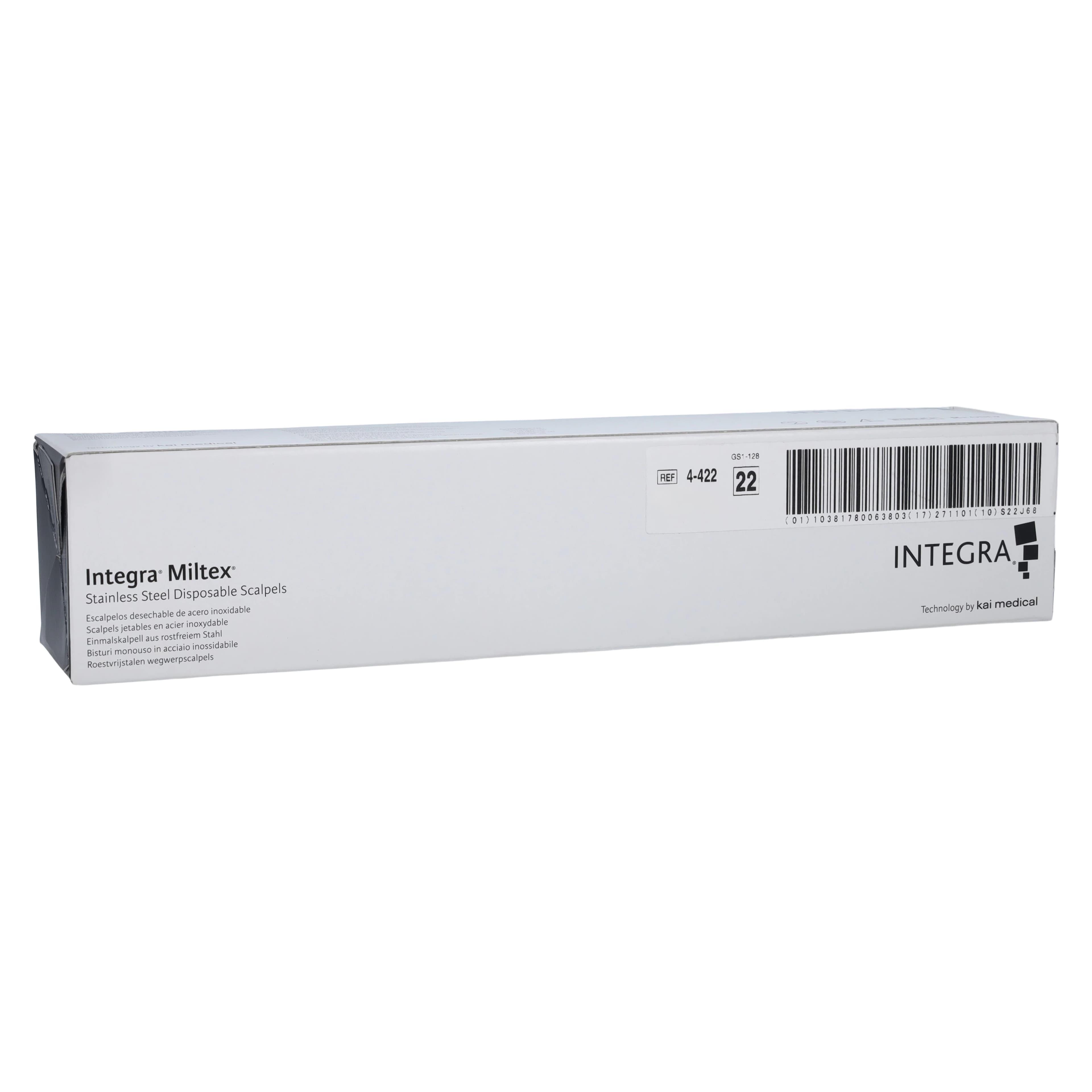 #22 Disposable Scalpel, Stainless Steel, Sterile, Safety Sleeve, Box of 10, 4-422 - #22 Disposable Scalpel Stainless Steel Sterile Box of 10 - Image 1