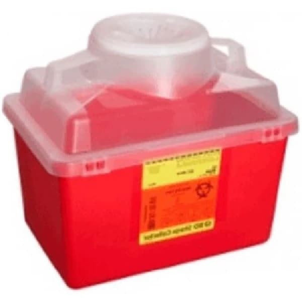 BD Multi-Use Nestable Sharps Collector, 14 Qt, Red/Clear, Hinged Lid with Needle Ports, 305464 - BD MULTI-USE NESTABLE SHARPS COLLECTORS, 305464 - Image 1