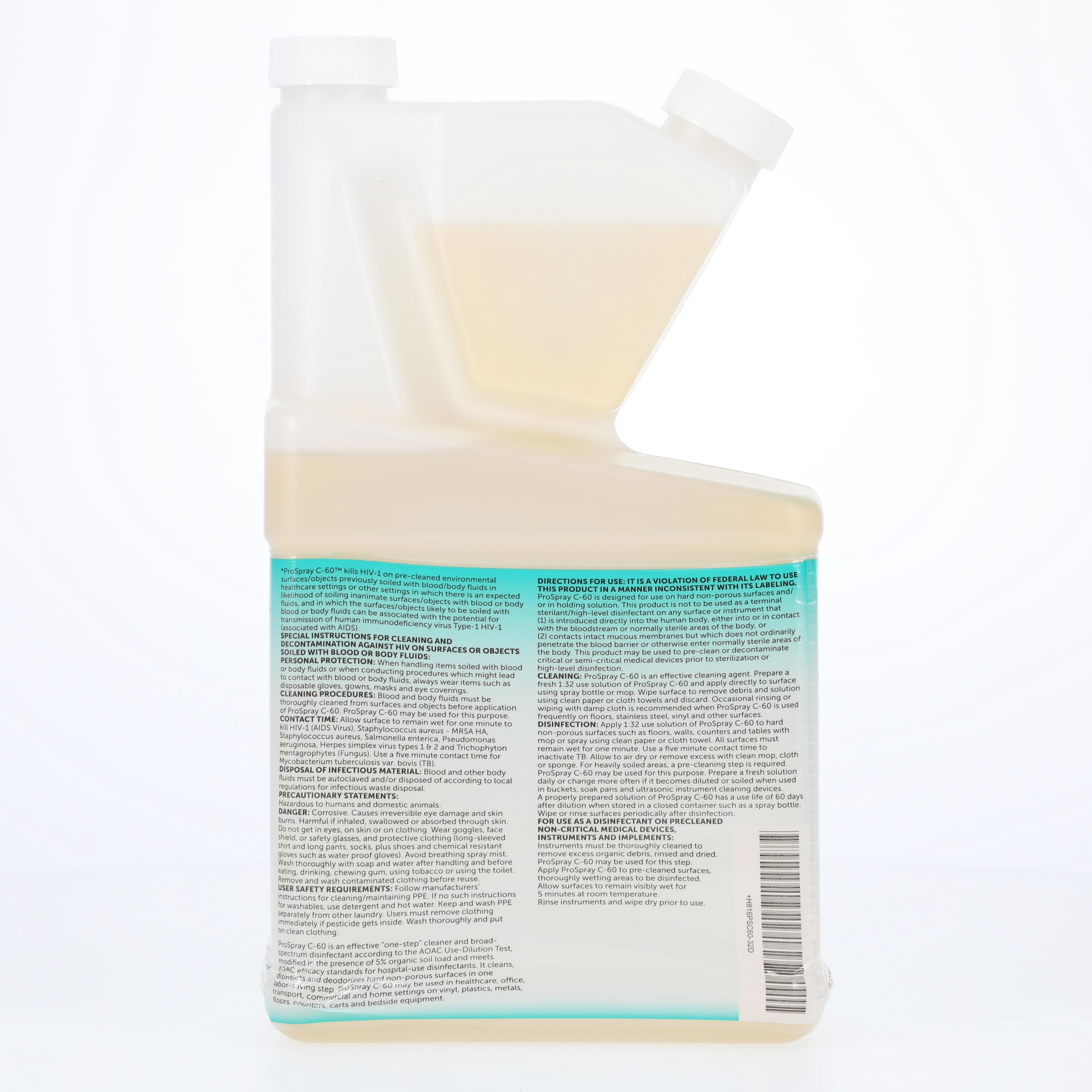Spec Clean (ProSpray) C-60 Concentrated Surface Disinfectant Cleaner, Lemon Scent, 32 oz Tip & Pour Bottle, PSC60/32 thumbnail 2