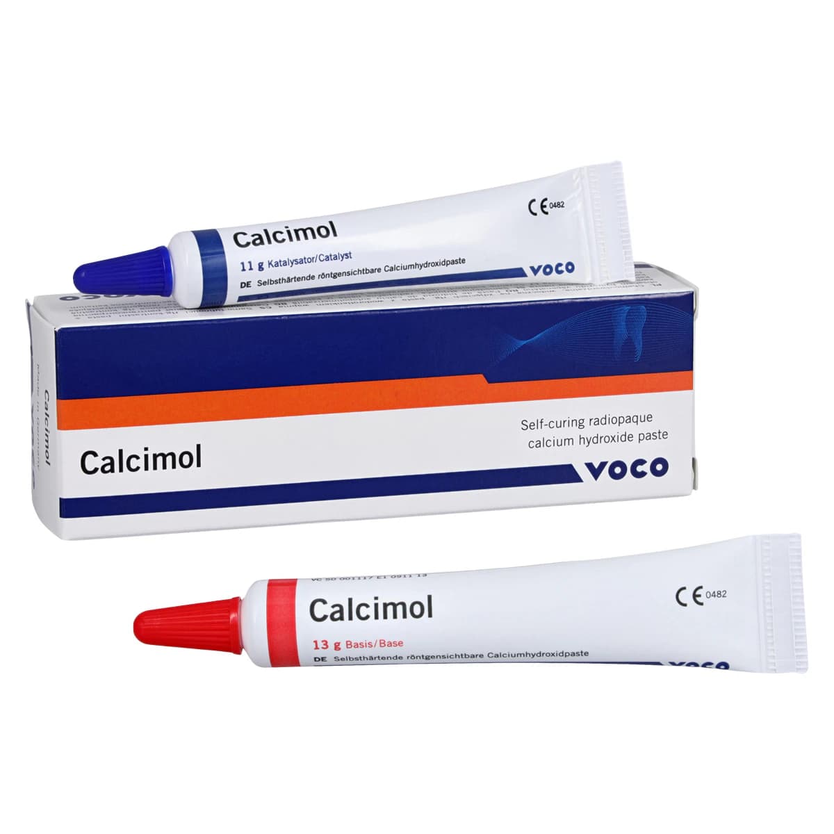Voco Calcimol Calcium Hydroxide Paste, Self-Cure, 13 g Base & 11 g Catalyst Tubes, Radiopaque, 26% Calcium Hydroxide - Calcimol Calcium Hydroxide Paste 13 G Tube Base & 11 Catalyst. Self Cured Paste To - Image 1