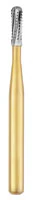 Great White Gold Series Carbide Bur, FG, Straight Fissure Round End Cross Cut, #GW2 (1558), 1.2 mm Head, 10/Pk, 15062 - Great White Gold Series Carbide Burs, FG, Straight Round End Cross Cut, # 2, 10/Pk, 15062 - Image 1