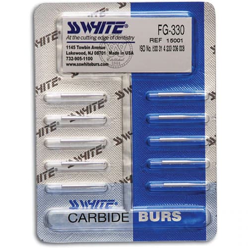 SS White Standard Operative Carbide Bur, FG, Straight Round End Cross Cut Fissure, #1556, 10/Pk, 15020 - Standard Operative Carbide Burs, FG, Straight Round End Cross Cut Fissure, # 1556, 10/Pk, 15020 - Image 1