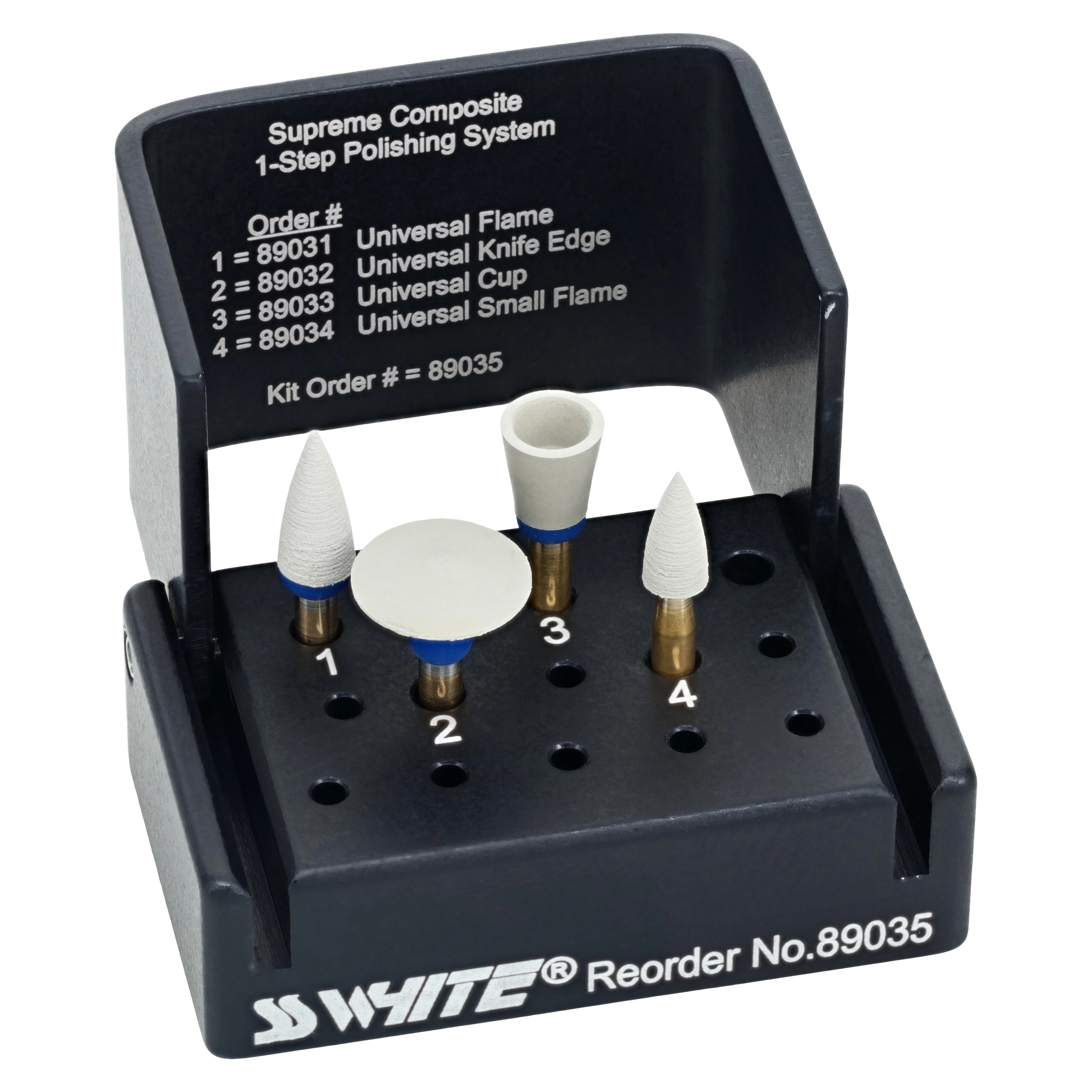 Jazz Supreme Composite 1-Step Universal Polishing System, RA Latch-Type, 4-Piece Assortment Kit with Autoclavable Bur Block, 4/Pk, 89035 thumbnail 3