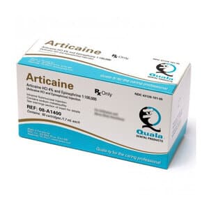 Quala Articaine HCl 4% with Epinephrine 1:100,000 Injection Cartridges, 1.7 mL, Box of 50 - QUALA ARTICAINE 4% 1:100000 W/EPI PKG 50 - Image 1