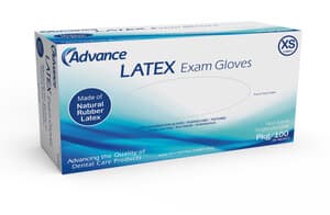 Advance Latex Exam Gloves, Powder Free, Extra Small, Box/100 - ADVANCE LATEX EXAM GLOVES POWDER FREE EXTRA SMALL BOX/100 - Image 1