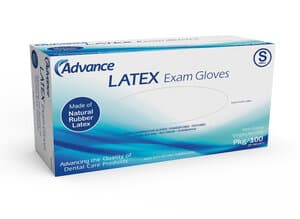 Advance Latex Examination Gloves, Powder Free, Small, Box/100 - ADVANCE LATEX EXAM GLOVES POWDER FREE SMALL BOX/100 - Image 1