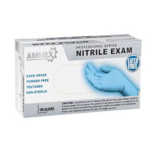 +AMMEX Nitrile Exam Gloves, Powder Free, Latex Free, Non-Sterile, Large, Blue, Textured, 100/Box thumbnail 9