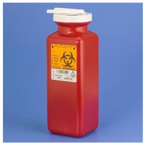 Sharps-Tainer Needle Disposal Container, 1.7 Qt, Red, Tamper-Proof Locking Cap, One-Way Safety Insert, Tall Tray Size, 3.5"D x 3.5"W x 10"H, 20/Cs thumbnail 2