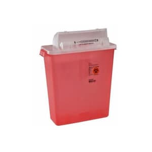 Sharps Container, 12 Quart (3 Gallon), Red, Large Wide Opening, Locking Cap, 12x9x11" thumbnail 2
