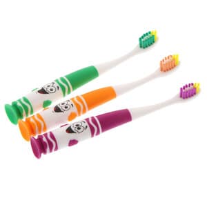 GUM Crayola Pip-Squeaks Kids Ultra-Soft Manual Toothbrush, Suction Cup, Tapered Head, Ages 2-5, Assorted Colors, 12/Box, 232PYZ thumbnail 4