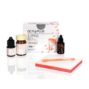 GC Fuji PLUS Resin-Reinforced Glass Ionomer Luting Cement, Powder/Liquid 1:1:1 Kit, 15 g Powder, 7 mL Liquid, 6.5 mL Conditioner, #431011 thumbnail 19