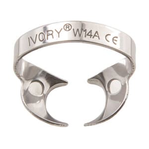 Ivory Rubber Dam Clamp, Wingless, W14A, Stainless Steel, Large Partially Erupted Molar, 50057556 thumbnail 8