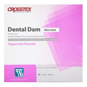Crosstex Non-Latex Dental Dam, 6" x 6", Medium, Purple, Peppermint Flavored, 15/Box, 19500 thumbnail 9