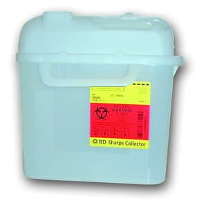BD Sharps Container, 5.4 Qt, Pearl, Side Entry, Counter Balanced Doors, 10.75" x 10.75" x 4" - Sharps Container 5.4Qt Pearl Horizontal Entry - Image 1