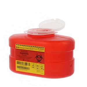 BD Sharps Container, 3.3 Qt, Funnel Top, One-Piece, Red, 24/Case - Sharps Container 3.3Qt Funnel Top - Image 1