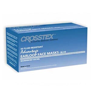 Crosstex Advantage ASTM Level 2 Earloop Face Mask, Blue, 50/Bx, GCABL - Advantage Earloop Facemask Blue (50) - Image 1