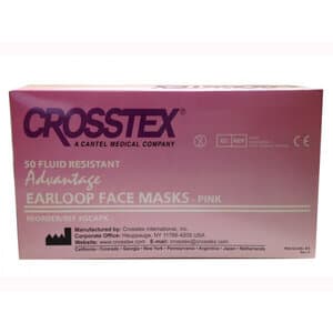 Crosstex Advantage Level 2 Earloop Face Mask, Latex Free, Pink, 50/Box - Advantage Lev 2 Earloop Facemask, Pink (50) - Image 1