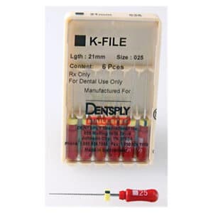 Dentsply Maillefer K-Type Files, Stainless Steel, 21 mm, Size #25, Red, 6/Pkg, 671104 thumbnail 4