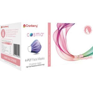Cranberry Cosmo 4-Ply ASTM Level 3 Earloop Face Mask, Comet Blue, 50/Box, C2700CB thumbnail 12