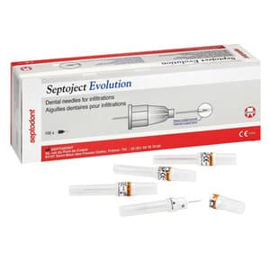 Septoject Evolution Dental Needles, 27 Gauge Short (25mm), Orange Hub, 100/Box - Septoject Evolution 27GA Short Needle (100) - Image 1