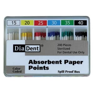 DiaDent Absorbent Paper Points, .02 Taper, Assorted #15-40, Non-Marked, Spill-Proof Box of 120 thumbnail 4