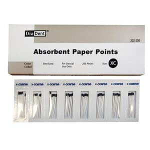 Diadent Absorbent Paper Points, X-Coarse (Black), Non-Marked, .02 Taper, Cell Pack, 200/Pk, 202-306 thumbnail 9