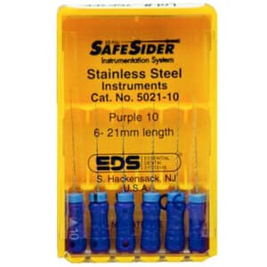 SafeSiders Endodontic Hand Reamers, 21 mm, 0.02 Taper, Size #10, Purple, Stainless Steel, 6/Pkg, 5021-10 thumbnail 10