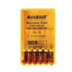 SafeSiders Endodontic Reamers, Stainless Steel, #25, 0.02 Taper, 21mm, Red, 6/Pkg, 5021-25 thumbnail 7