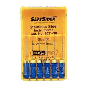 SafeSiders Endodontic Hand Reamers, 21 mm, 0.02 Taper, Size #30, Blue, Stainless Steel, 6/Pkg, 5021-30 thumbnail 7