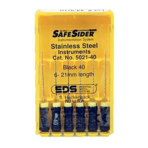 SafeSiders Endodontic Hand Reamers, 21 mm, 0.02 Taper, Size #40, Black, Stainless Steel, 6/Pkg, 5021-40 thumbnail 7