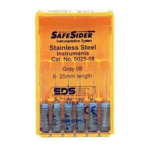 SafeSiders Endodontic Reamers, Stainless Steel, 25 mm, 0.02 Taper, Size #08, Grey, 6/Pkg, 5025-08 thumbnail 10