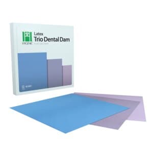 Hygenic Trio Latex Dental Dam, 6in x 6in, Assorted Colors, Medium Gauge, Box of 36 - Hygenic Trio Latex Dental Dam 6in x 6in Assorted Colors Medium Gauge Box/36 - Image 1