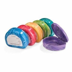 Practicon Marble-Colored Retainer Cases, Hinged Plastic, Non-Vented, 7/8" Deep, Assorted Colors, 24/Pack, 7086010 thumbnail 7