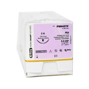 Hu-Friedy Perma Sharp PGA Absorbable Suture, 5-0, Undyed Braided, C-6 Reverse Cutting 3/8 Circle Needle, 27", 12/Box, PSN421V thumbnail 9