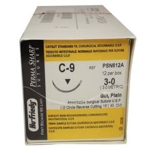 Hu-Friedy Perma Sharp Plain Gut Absorbable Suture, 3-0, C-9 Reverse Cutting Needle, 1/2 Circle, 18", 12/Box, PSN612A thumbnail 10